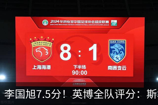 李国旭7.5分！英博全队评分：斯坦丘成铁人克星！马莱莱勉强及格